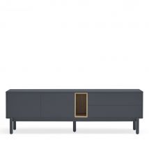 Teulat - Meuble tv 2 portes 2 tiroirs en bois L180cm - Gris anthracite - CORVO - Bois - Style Contemporain