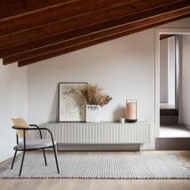 Teulat - Meuble TV en bois 3 portes L180cm - Gris clair - SIERRA - Bois - Style Contemporain