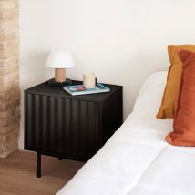Teulat - Table de chevet 1 porte 2 tiroirs en bois - Noir - SIERRA - Bois - Style Contemporain
