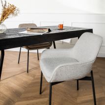Lot de 2 fauteuils de table en tissu et métal - Gris clair - HAAS - - Drawer - Style Contemporain