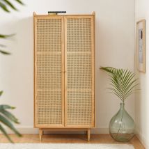 Armoire 2 portes en bois et cannage - Bois clair - BOMBONG - Bois - Style Bohème