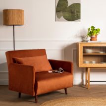 Fauteuil convertible en velours - Rouille - BELUSHI - - Drawer - Style Scandinave