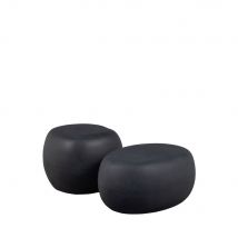 Vtwonen - Table basse en fibre d'argile ø50cm - Gris anthracite - PEBBLE - Argile - Style Contemporain