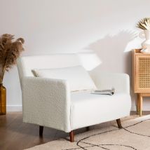 Fauteuil convertible en tissu bouclette - Écru - BELUSHI - - Drawer - Style Scandinave