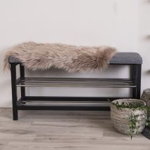 House Nordic - Banc en métal et tissu avec étagères L100cm - Gris - PADOVA - - Style Contemporain