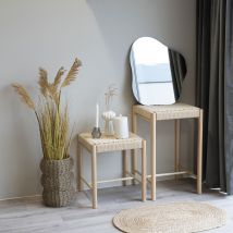 House Nordic - Tabouret en bois et corde H46,5cm - Naturel - ABANO - Bois - Style Bohème