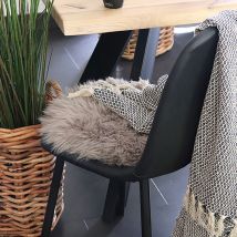 House Nordic - Galette de chaise en peau de mouton - Taupe - LAMBSKIN SEAT - - Style Bohème