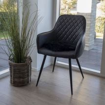 House Nordic - Galette de chaise en peau de mouton - Noir - LAMBSKIN SEAT - - Style Bohème