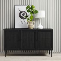 Buffet 3 portes en bois et métal L140cm - Noir - RINTO - Bois - Style Bohème