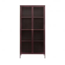 Vaisselier 2 portes en verre stié et métal H190cm - Bjorn - Couleur - Bordeaux - Métal - Style Contemporain