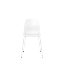 Lot de 4 chaises en plastique et métal - Blanc - HEL - Plastique - Style Contemporain