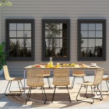 Lot de 2 chaises de jardin en métal et résine tressée - Naturel - LARS - Métal - Style Contemporain