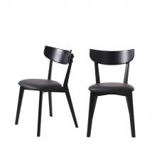 Lot de 2 chaises en bois et simili - Aude - Couleur - Noir - Bois - Style Scandinave