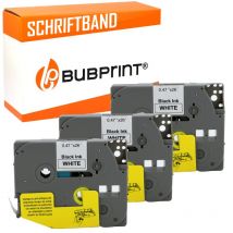 Bubprint 3x Schriftband kompatibel für Brother TZe231 TZe-231 schwarz/weiß 12mm 8m