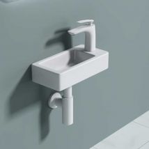 Cloakroom Wall Hung Compact Ceramic Bathroom Sink 370 x 180mm RH Tap| Brussel 3053L