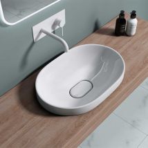 Ceramic Oval Semi Recessed Counter Top Basin 600 x 400mm | Brussel 5006A