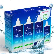Innoxa HydraVision Solución multifuncional para lentes de contacto blandas para ojos sensibles 3x360ml+100ml - Easypara