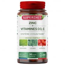 Superdiet Zinc + Vitaminas D3 y C Sistema inmunitario 60 cápsulas - Easypara