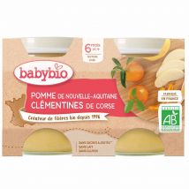 Babybio Tarros de fruta con manzana y clementina a partir de 6 meses 2x130g - Easypara