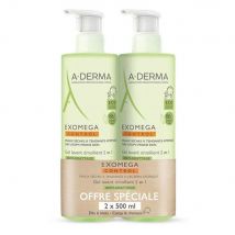 A-Derma Exomega Control Gel limpiador emoliente para el cuerpo y el cabello 2x500ml - Easypara