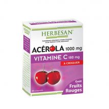 Herbesan Acerola 1000mg Vitamina C 180mg Sabor a bayas rojas 30 comprimidos - Easypara