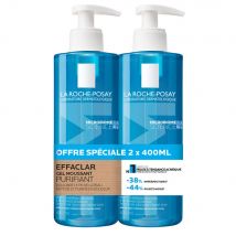 La Roche-Posay Effaclar Gel facial espumoso piel grasa con tendencia acneica 2x400ml - Easypara
