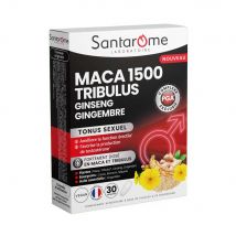 Santarome Maca 1500 Tribulus Ginseng Gingembre Tonus Sexuel 30 Comprimés - Easypara