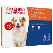 Anti-Puces Anti-Tiques Chien 20-40kg 4 Pipettes 2.68 ml x 4 pipette Fiprokil Clement-Thekan - Easypara