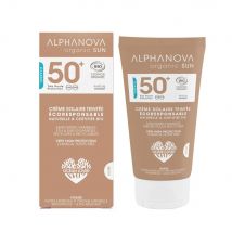Alphanova Organic Sun Crema solare viso colorata impermeabile biologica Spf50+ Oro Profumo Monoi 50g - Fatto in Francia - Easypara