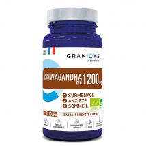 Granions Ashwagandha organica 1200 mg Superlavoro, ansia e Sonno 60 compresse - Fatto in Francia - Easypara