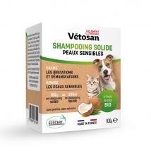 Pelle Sensibile Shampoo solido 100g Vétosan Con olio di cocco biologico per Cane e Gatto Clement-Thekan - Fatto in Francia - Easypara