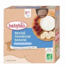 Babybio 6 mesi Bottiglia da bere biologica al lampone e alla banana 4x85g - Easypara