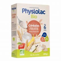 Physiolac Cereali Frutta Banana Mela Pera 6 Mesi Biologici 200g - Fatto in Francia - Easypara