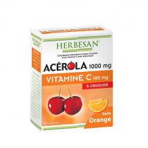 Herbesan Acerola 1000mg Vitamina C 180mg Gusto arancione 30 compresse - Easypara