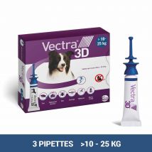 Ceva Vectra Soluzione spot-on per Cane >10-25kg 3 pipette - Fatto in Francia - Easypara