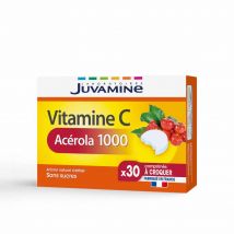 Juvamine Acerola 1000 Vitamine C di origine vegetale gusto ciliegia 30 compresse masticabili - Fatto in Francia - Easypara