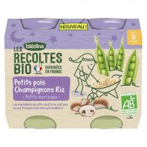 Blédina Les Recoltes Organic Baby Notte Petit Pois Champignons Riz Bio 2x200g Da 8 mesi Bledina - Easypara