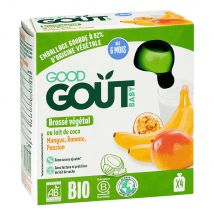 Good Gout Dessert Brassé Végétal Latte di cocco biologico, Mango, banana e zucche del frutto della passione Da 6 mesi 4x85g - Easypara