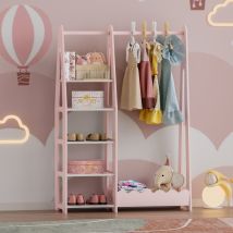 Guardaroba Aperto Vestnes per Cameretta Porta Abiti a Misura di Bimbi 114x77x30 cm Rosa [en.casa]