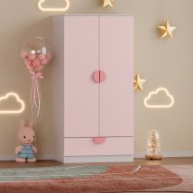 Armadietto Sandnes per Bambini con Appendiabiti e Cassetto 123x60x40 cm Rosa [en.casa]