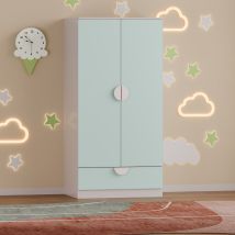 Armadietto Sandnes per Bambini con Appendiabiti e Cassetto 123x60x40 cm Menta Verde [en.casa]