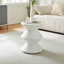Tavolino Rotondo Kyppeslo in Calcestruzzo Leggero 47xØ37 cm Bianco [en.casa]