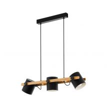 Eglo 3er-Pendelleuchte »Hornwood« - 78x21x110cm - schwarz - Holz / Stahl / Stahl