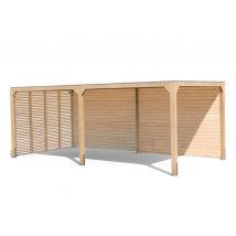 Karibu Pavillon »Markaska« mit Leimholz-Balken und Dacheindeckung - 627x320x239cm - braun - Fichtenholz / Holz / Aluminium