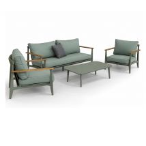 Leco Lounge-Set inkl. Tisch - 180x75x75cm - anthrazit - Aluminium / Polyester / Schaumstoff