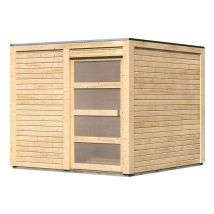 Karibu Gerätehaus mit Schiebetür - 246x246x214cm - Fichtenholz / Glas