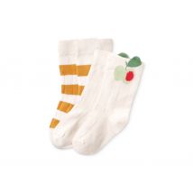 Tchibo - 2 Paar Baby-Kniestrümpfe - Baby - Gr. 16-18 - weiß/gestreift