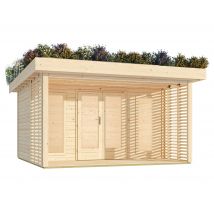 Karibu Gartenhaus mit Dachbegrünungspaket »Hanami« - 369,5x369,5x238cm - naturfarben - Fichtenholz