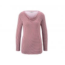 Tchibo - Shirt mit Wasserfall-Ausschnitt - Damen - Gr. S - dunkelrot/print