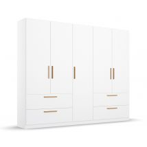 Rauch Drehtürenschrank "Skandi" 5-türig mit vier Schubladen - 226x54x210cm - braun - Holz